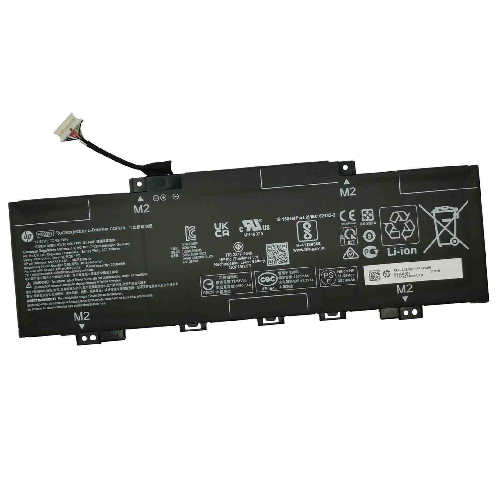 BatPC03XLInt_59eb5e92-e910-4574-a1b1-1e3668e4e709.jpg HP M24648-006 43.3Wh 3 Cell Battery - Image 1