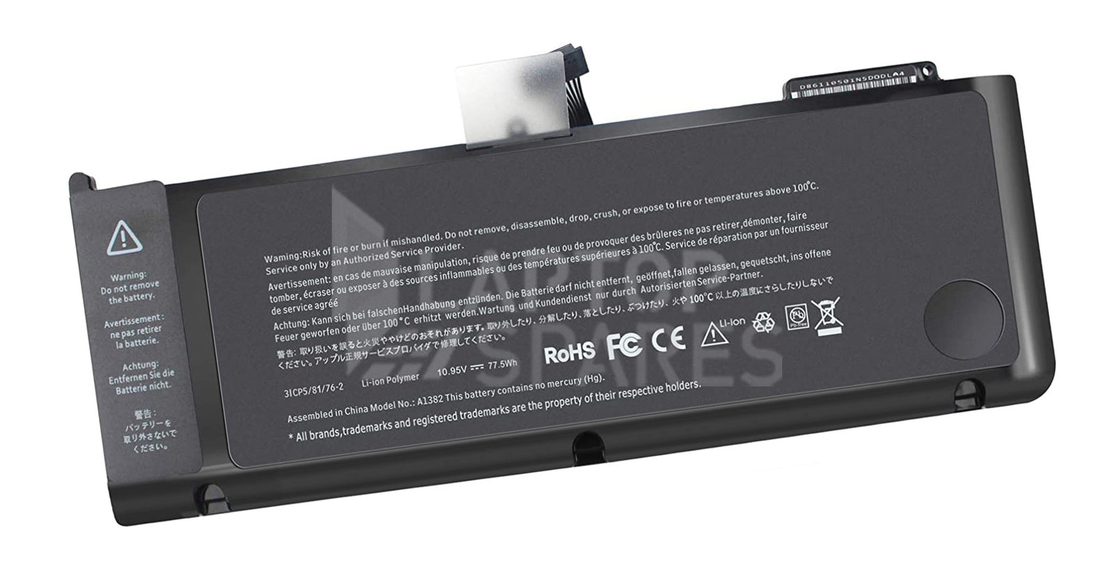 apple-a1382-battery_71527c16-b5f5-4ea8-a09a-f35cea281c23.jpg Apple MacBook Pro 15.4 Inch Unibody A1286 Early 2012 77.5Wh 9 Cell battery - Image 1