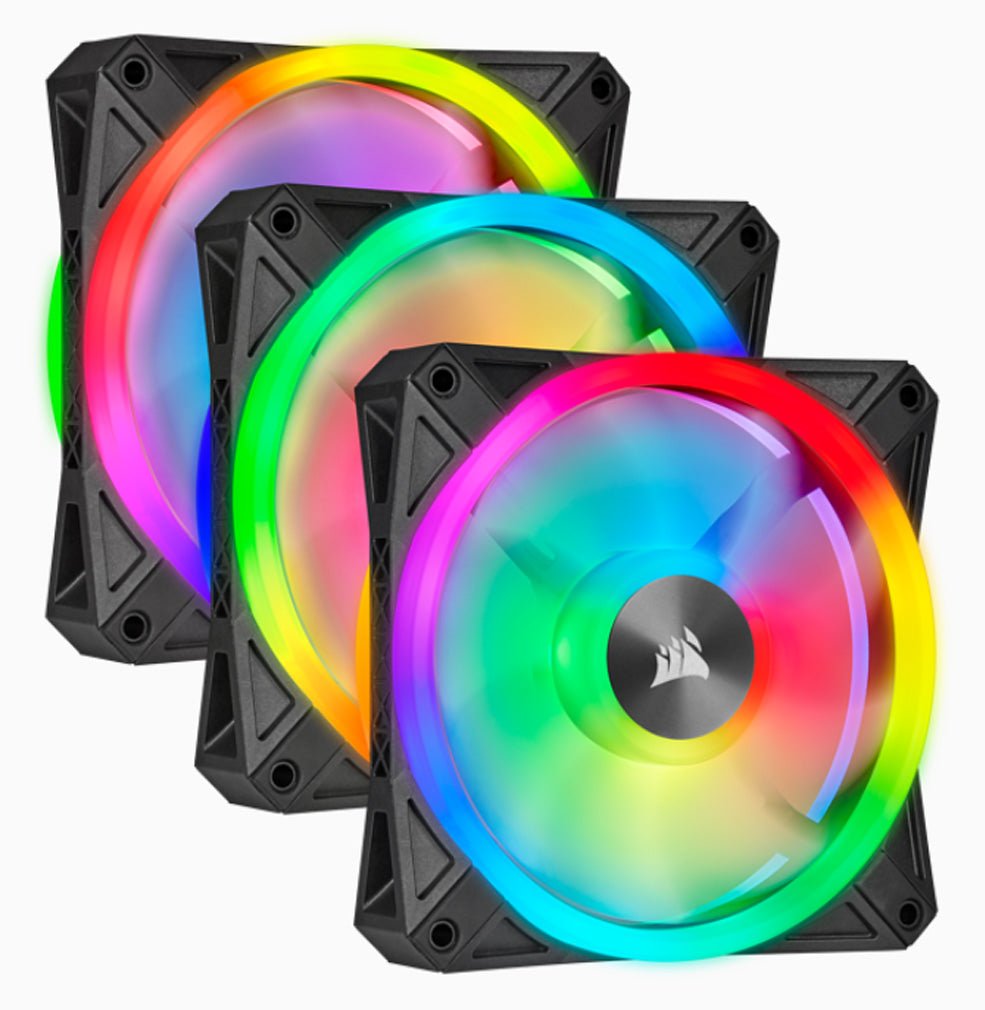 iCUE-QL120-RGB-120mm-1.jpg Corsair iCUE QL120 RGB 120mm PWM Triple Fan with Lighting Node CORE - Image 1