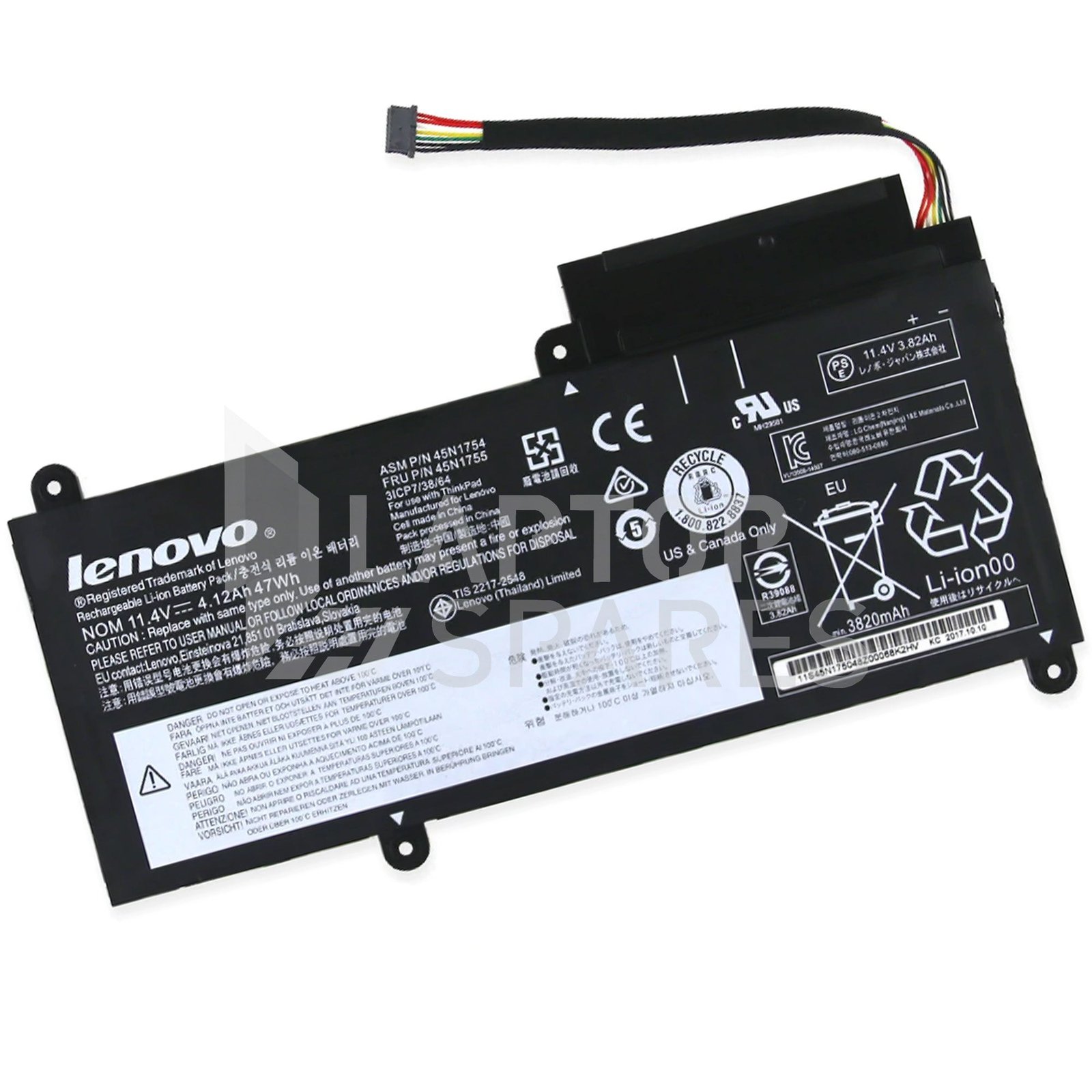 lenovo-e450-internal-47wh-battery_8f836fec-cc14-42b1-b09c-29027baed321.jpg IBM Lenovo ThinkPad 45N1753 45N1754 45N1755 45N1756 45N1757 47Wh 6 Cell Battery - Image 1